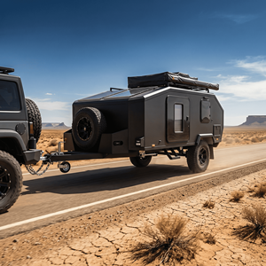 Remolque <span class=keywords><strong>de</strong></span> Campamento Todoterreno Tipo Lágrima con Suspensión Independiente, Caravana Pequeña con Cocina Deslizable y Cama Doble - Product Image 1