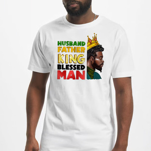 เสื้อยืดปรับแต่งลายพิมพ์ DTF ความร้อนสำหรับวันพ่อสามีราชาความสุขสำหรับวันพ่อ - Product Image 3