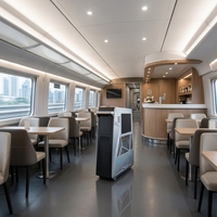 Chariot de service intelligent à double écran tactile LCD pour cabine de train à grande vitesse, avec SDK interactif pour la restauration et animation sur rail intérieur