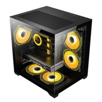 Boîtier PC de bureau Laputa S01 Mid Tower MATX avec vue sur l'océan, refroidissement liquide 240 mm, gestion des câbles et panneau latéral en verre trempé