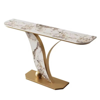 Table console moderne de luxe en métal écologique avec base courbée artistique pour l'entrée, le salon, la salle à manger, la décoration de la maison