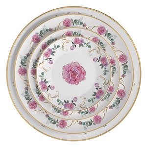 <span class=keywords><strong>Vajilla</strong></span> de Lujo Estilo Occidental con Base Plana y Flores Rosas con Borde Dorado para Suministros de Escritorio y Alquiler para Eventos - Product Image 2