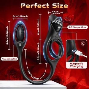 Masseur de prostate 3-en-1 avec contrôle par application, stimulateur clitoridien, anneaux vibrants pour la masturbation anale, pour hommes - Product Image 5