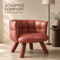 Fauteuil d'appoint moderne rembourré en cuir pleine fleur ou tissu, fabrication directe usine OEM ODM, idéal pour salon et chambre à coucher