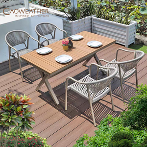 Set da Pranzo Moderno da Giardino in Wicker <span class=keywords><strong>e</strong></span> Rattan PE per Patio <span class=keywords><strong>e</strong></span> Ristorante con <span class=keywords><strong>Tavoli</strong></span> <span class=keywords><strong>e</strong></span> <span class=keywords><strong>Sedie</strong></span> in <span class=keywords><strong>Alluminio</strong></span> per Caffetteria all'Aperto - Product Image 4