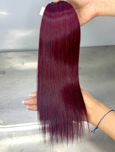 Extensions de cheveux naturels vietnamiens à texture bien mélangée, en vrac, pour une pose intelligente et sans couture # Couleur Bourgogne 99J - Product Image 1