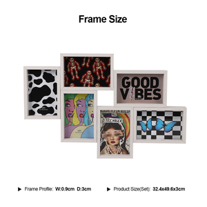 Nuovo Arrivo Cornice Collage da Parete Retrò a 6 Aperture in Legno Bianco con <span class=keywords><strong>Stampe</strong></span> Artistiche - Product Image 2