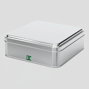 Kontensan Square Tin Can L176 1 Lt <b>Cookie</b> Baklava <b>Box</b> 158x158mm X H50mm - Product Image 2