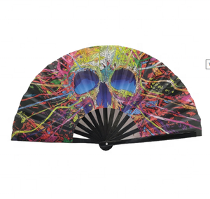 Haute qualité personnalisable A5 pliant bambou ventilateur de poche réfléchissant coloré à la main caractéristique fête de mariage/Club utiliser personnalisé - Product Image 4