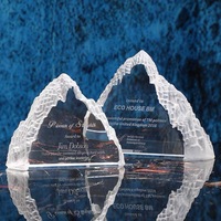 Trophée en verre cristal transparent gravé au laser 3D personnalisé de haute qualité, respectueux de l'environnement, avec sablage, pour cadeaux d'affaires