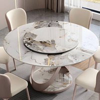 Table à manger ronde de luxe en pierre frittée italienne, ensemble de salle à manger moderne avec plateau en pierre et plateau tournant, ensemble de table à manger pour la maison