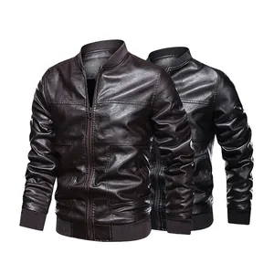 Chaqueta de cuero para hombre, cortavientos informal, impermeable, para invierno