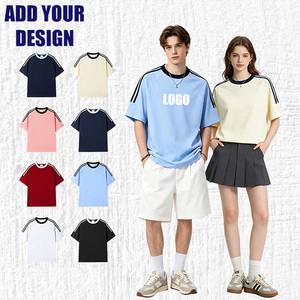 เสื้อยืดพิมพ์ลายทางผ้าฝ้าย 100% แบบ OEM/ODM เสื้อยืดคอกลมเรียบง่ายขายส่ง เสื้อยืดผู้ชายแบบลำลองสั่งทำพร้อมโลโก้ - Product Image 2