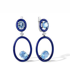 Pendientes colgantes de esmalte de Plata de Ley 925 con joyería de moda CZ encantadora moderna para mujer para regalo - Product Image 1
