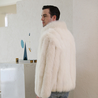 Veste en fourrure de renard blanc pour homme, style classique simple, prix d'usine, veste en fourrure de renard véritable pour homme