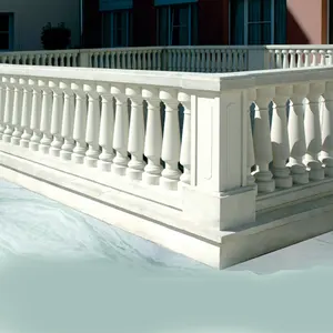 Villa Modern Design Hand Carved White Marble Balcony Railing Stone Handrails And Balustrades Post