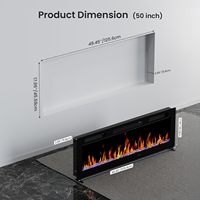 Cheminée électrique murale réaliste à 12 couleurs avec insert de 50 pouces, 1500 W, montée au mur, minuterie programmable sur 12 heures