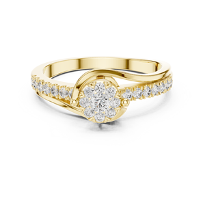 Bague de luxe en or jaune pour femmes, bague de fiançailles en or massif 18 carats avec diamant naturel, bijoux fins pour anniversaire de mariage - Product Image 4