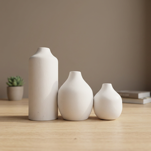 Plain <b>Ceramic</b> <b>Vase</b> Set of 3 Minimal Flower Pots for Tabletop Home Office Wedding Events Floral Arrangements and Interior Display - Product Image 5