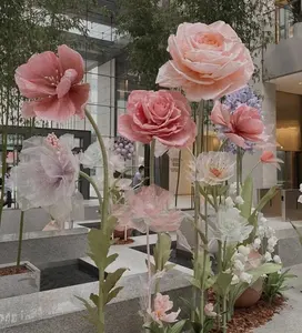 2024New düğün tedarikçisi yapay çiçekler büyük boy kağıt dev çiçekler ve bitkiler dekorasyon çiçekler düğün olay parti için