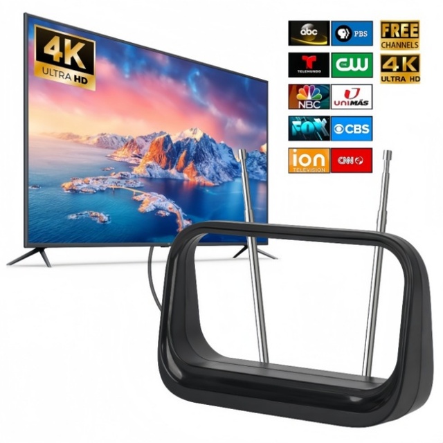HDTV Digital Antenna with Amplifier Signal Booster for All Smart/Old TV for Local Channels Indoor DTMB ATSC DVB-T2 DMB-T ISDB-T