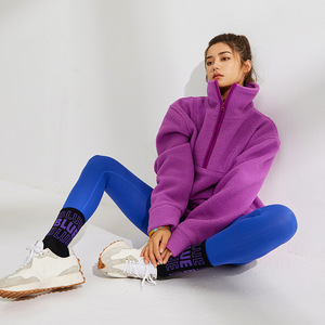 Wholesale Half Zipper Lapel Sweats <strong>Teddy</strong> Soft Fabric Fleece Mock Neck Sweatshirt for <strong>Women</strong> Sports - Product Image 5