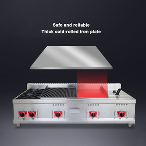 Combinación de restaurante Gama de gas Lava Rock Grill Plancha Freidora profunda 4 en 1 Máquina de cocina comercial multifunción - Product Image 3