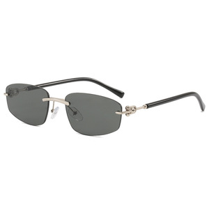 <b>Rimless</b> Rectangle <b>Sunglasses</b> UV400 Unisex Sun Protection Adult Fashion Style - Product Image 1