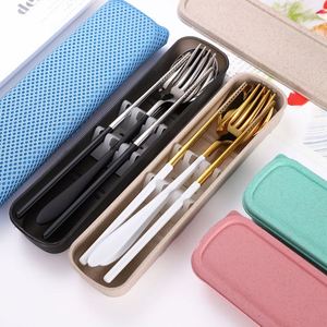 Nuevo Juego de Cubiertos Portátil Ecológico de Acero Inoxidable 304 para Camping, Fiestas y Estudiantes, con Cuchara, Tenedor y Palillos en Caja - Product Image 1
