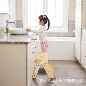 Cross-border foldable <b>bathroom</b> <b>stool</b> for babies, baby handwashing <b>stool</b>, step <b>stool</b>, height-increasing <b>stool</b>, household wooden - Product Image 4