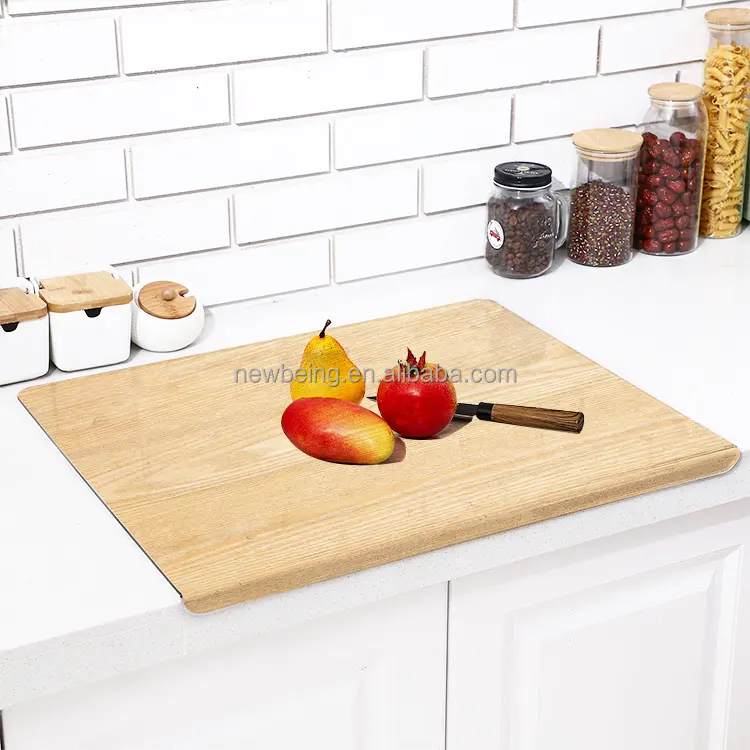 Wood Grain Acrylic Chopping Board With Counter Acrylic Cutting Board With Lip For Kitchen