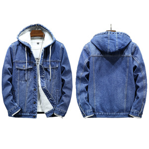 Nueva Chaqueta de Invierno para Hombre, Ajustada, Gruesa y Cálida, con Forro de Piel Sintética, Estilo Denim, con Capucha Integrada, para Hombres Jóvenes - Product Image 2