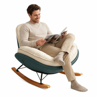 Fauteuil à bascule de luxe en cuir et tissu, style nordique moderne, pour salon et salle d'attente, prix de gros