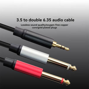 Adaptador de audio dual de 6,5mm <span class=keywords><strong>Jack</strong></span> 3,5mm a 6,35mm Macho "Stereo <span class=keywords><strong>Jack</strong></span> Aux Cord Chaqueta de PVC - Product Image 3