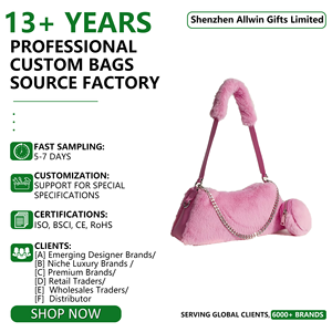 Bolso de Mano de Peluche Rosa con Logotipo Personalizado, Bolso de Hombro de Piel Sintética al por Mayor, Bolso Cruzado de Peluche Moderno con <span class=keywords><strong>Monedero</strong></span> - Product Image 1