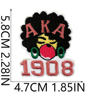 Bán buôn 1908 akaely thêu sắt vá đen Cô Gái Quần áo và màu xanh lá cây akaelypatches thêu - Product Image 6