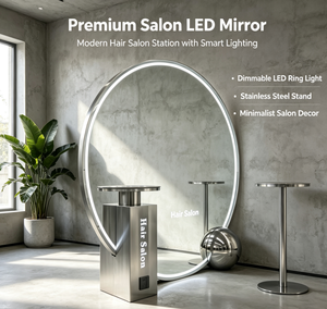 Miroir de Salon LED Complet en Verre pour Coiffure, Table d'Outil de Coiffage, Mobilier Commercial de Barbier - Vente en Gros Usine - Product Image 5