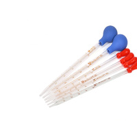 Pipette Pasteur en verre graduée transparente, burette 0,5 ml 1 ml 2 ml 3 ml 5 ml 10 ml, pipette de transfert en verre avec tête à bulbe en caoutchouc