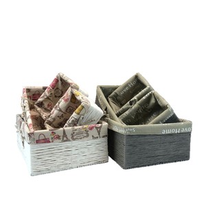 Willow Woven <b>Storage</b> <b>Baskets</b> Rectangle White And Gray Handmade Household Organizers For Toys And Gardening - Product Image 3