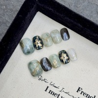 Uñas Acrílicas Artificiales Cortas Cuadradas Hechas a Mano, Diseño Personalizado OEM, 10 Piezas, Reutilizables, Suministro al por Mayor con Etiqueta Privada