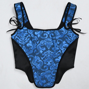 Women Overbust Corset Crop Tops Retro Jacquard Shoulder Strap Bustier <b>Vest</b> Body Shaper Laceup Boned Bodices - Product Image 4