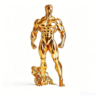 Statue de Culturiste Masculin Doré et Musclé, Sculpture Brillante de Force, Décoration de Bureau, Trophée Cadeau pour les Amateurs de Fitness