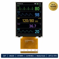 Modul LCD TFT TMK 2.8" untuk Diagnostik Medis Genggam 240*320 QVGA 22 PIN Antarmuka MCU ST7789P3 Layar Klinis Keandalan Tinggi
