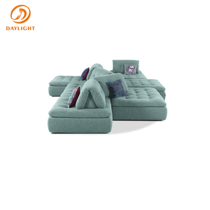 Canapé modulable bleu ciel avec dossiers mobiles, ensemble de meubles de salon de luxe, style italien nordique, canapé îlot de luxe - Product Image 6