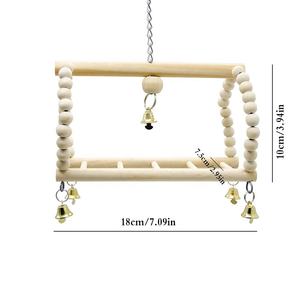 7 Pcs Bird Parrot Swing เคี้ยวของเล่น-ไม้ธรรมชาติแขวน Bell นกกรงของเล่นขนาดเล็ก Parakeets, <span class=keywords><strong>Cockatiels</strong></span>, Conure - Product Image 3
