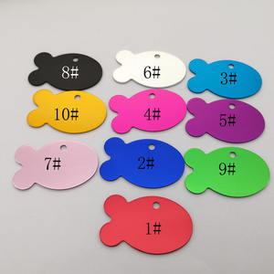 Plaques d'identification pour animaux de compagnie en aluminium anodisé en forme de <span class=keywords><strong>poisson</strong></span>, 10 couleurs, durables, gravées au laser, pour chats et chiens, technique de marquage - Product Image 4