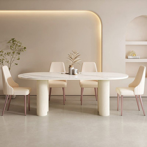<span class=keywords><strong>Table</strong></span> <span class=keywords><strong>à</strong></span> <span class=keywords><strong>Manger</strong></span> Ovale de Luxe Léger Style Crème, Meuble de Salon et Maison - Product Image 1