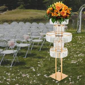 ขาตั้งดอกไม้โลหะแข็งแรงและมีสไตล์พร้อมโครงสร้างเสริมสำหรับกระถางต้นไม้ในร่มอุปกรณ์จัดแสดงและตกแต่งงานในอาคาร - Product Image 2