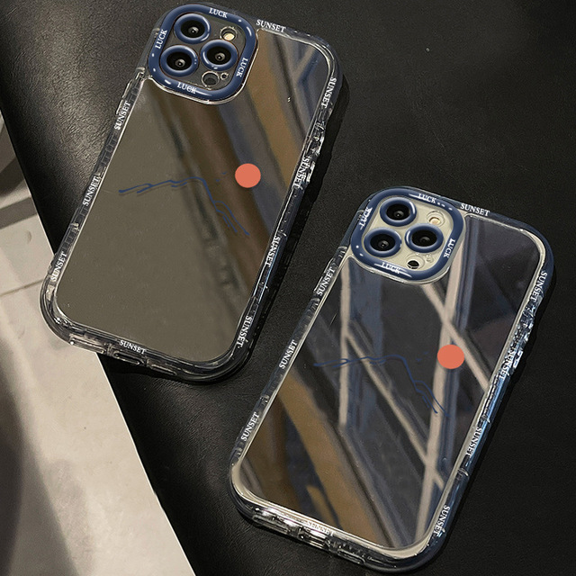 Snow Mountain Mirror Print Space Transparent TPU Mobile Phone Cover Case for Iphone 6 7 8 X Xr Xs 11 12 13 14 15 16 17 Pro Max