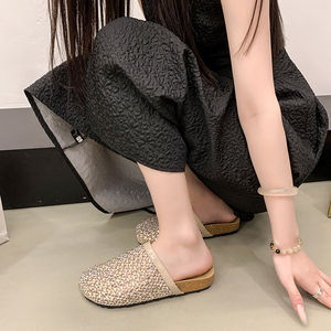 Nouveau fabricant <span class=keywords><strong>de</strong></span> chaussures sabots personnalisées pour femmes <span class=keywords><strong>filet</strong></span> <span class=keywords><strong>de</strong></span> pêche <span class=keywords><strong>de</strong></span> haute qualité semelle en liège anti-glissante sabots pour femmes pantoufles en diamant Oem - Product Image 3